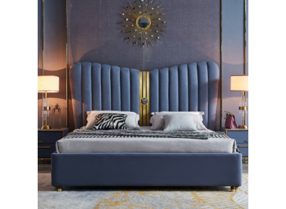 Bett Polster Design Luxus Holz Doppelbetten Schlafzimmer Hotel Möbel Neu