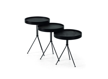 Modernes Schwarzes Beistelltisch Set 3x Luxus Wohnzimmer Couchtische