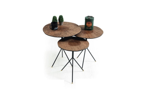 Runde Set 3x Kaffeetisch luxuriös Beistelltisch Wohnzimmer Tische Tisch