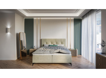 Bett Luxus Schlafzimmer Polstermöbel Design Doppelbett Stoff Boxspringbett