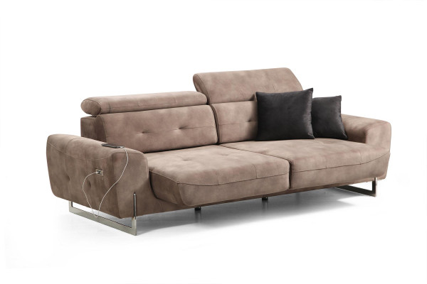 Set 2 tlg Wohnzimmer Sofagarnitur  Dreisitzer Sofa Couch Modern Sessel Textil