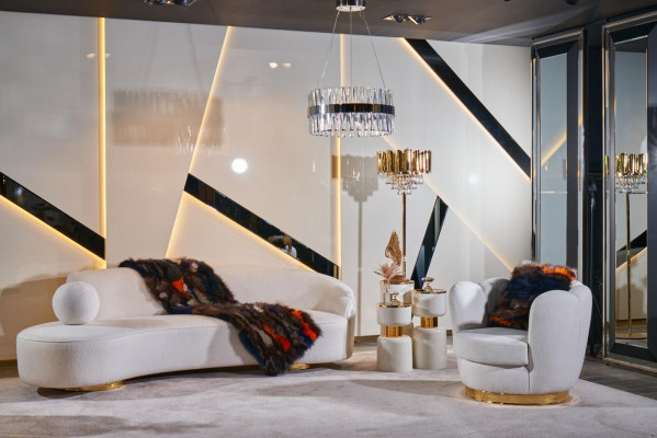 Sessel Design Wohnzimmer Polster Holz Textil Polster Moderne Luxus