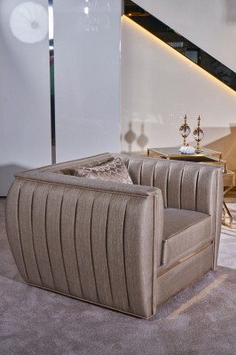 Luxus Beige Set Sofagarnitur 3+3+1 Sitzer Couchtisch Sofa Sessel Sofas 5tlg