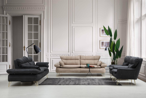 Dreisitzer Couch Polster Möbel Stoff Couchen Sofa Designer Einrichtung