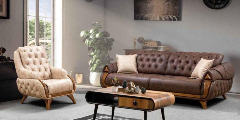 Sessel Sitz Klassisch Design Wohnzimmer Polster Einsitzer Leder Stil