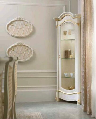 Klassische Eckvitrine Eckschrank Glas Holz Vitrine Möbel Glas Schrank Vitrine