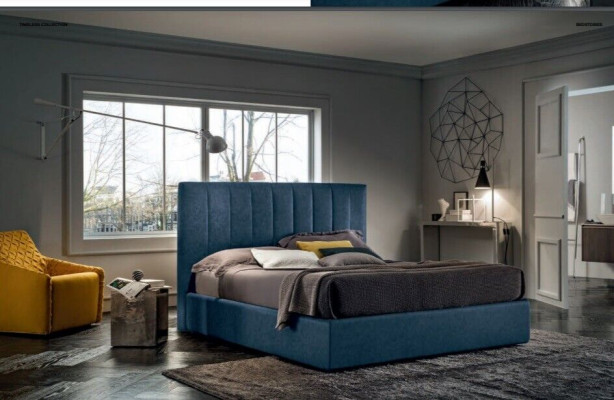 Designer Bett Schlafzimmer Betten Textil Luxus Hotel Stoff Polster Sitz Italien