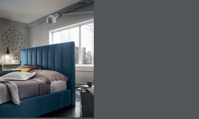 Designer Bett Schlafzimmer Betten Textil Luxus Hotel Stoff Polster Sitz Italien