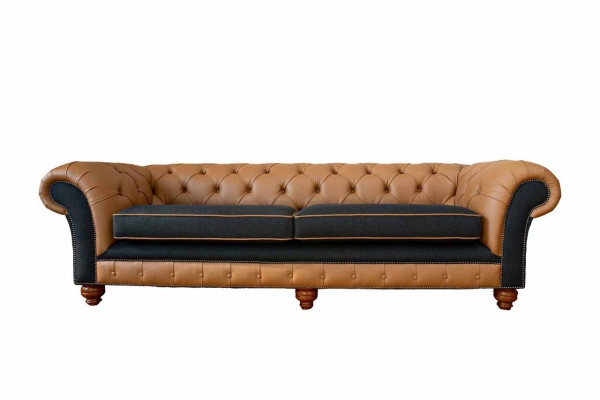 Stilvolles 4 Sitzer Wohnzimmer Sofa Polster Couch Big Couchen Chesterfield Leder Textil Neu