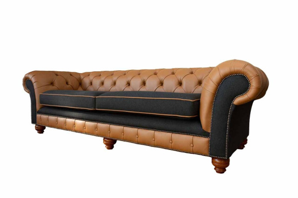 Stilvolles 4 Sitzer Wohnzimmer Sofa Polster Couch Big Couchen Chesterfield Leder Textil Neu