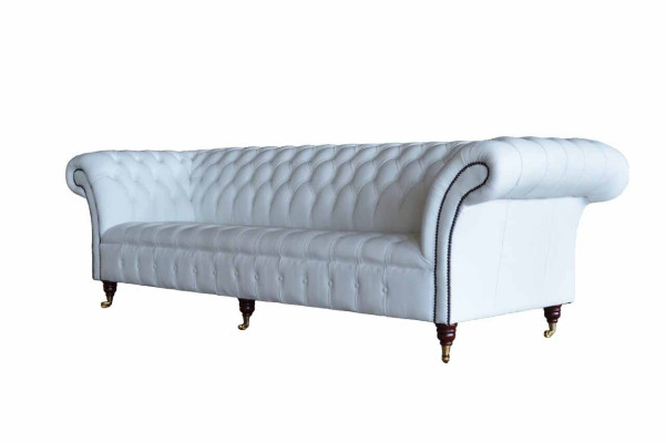 Chesterfield Sofas Design Luxus Weiß Textil Sofa 4 Sitzer Stoff Viersitzer