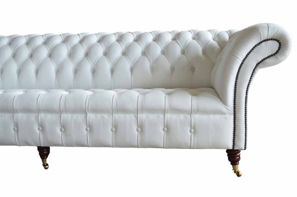 Chesterfield Sofas Design Luxus Weiß Textil Sofa 4 Sitzer Stoff Viersitzer