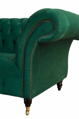Dreisitzer Sofa 3 Sitzer Luxus Sitz Modern Sofas Grün Stoff Chesterfield