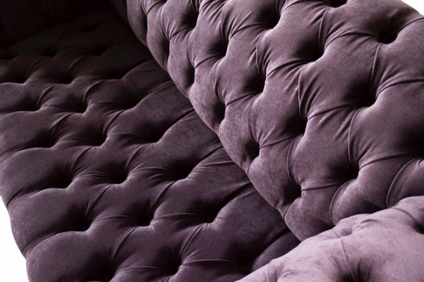 Chesterfield Sofa Couch Design Lila Polster Textil Zweisitzer Sitzer Neu