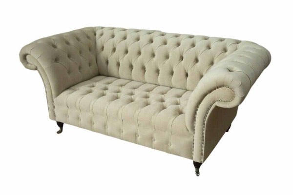 Zweisitzer Couch Polster Sofa 2 Sitz Textil Stoff Luxus Chesterfield Neu