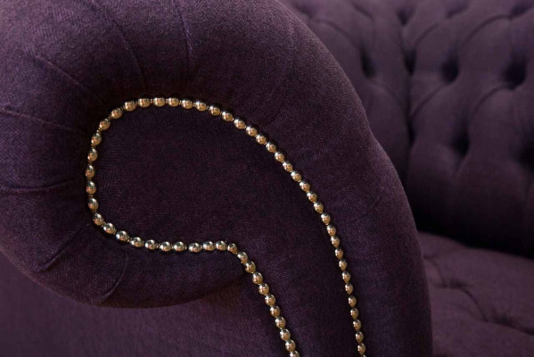 Sessel Einsitzer Luxus 1 Sitz Sitz Design Textil Lila Stoff Chesterfield