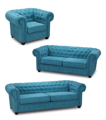 Chesterfield Sofagarnitur Couch Polster Möbel Set Garnitur 3+2+1 Turkis