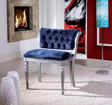 Blauer Chesterfield Esszimmerstuhl Sitzmöbel Polsterstuhl Sessel Klassisches Design
