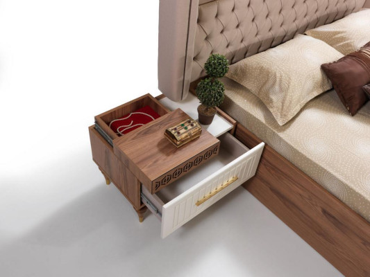Bett Polster Design Luxus Doppel Hotel Chesterfield Holz Möbel Neu