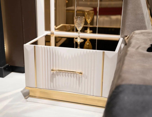 Schlafzimmer Set Bett 2x Nachttische Luxus neu 3tlg Design Modern Holz