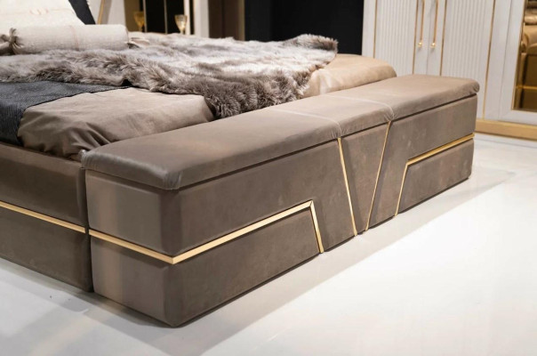 Schlafzimmer Set Bett 2x Nachttische Luxus neu 3tlg Design Modern Holz