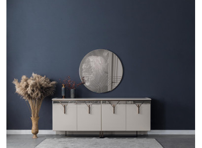 Sideboard Anrichte mit Spiegel Holzschrank Kommode Schrank Holz Weiß