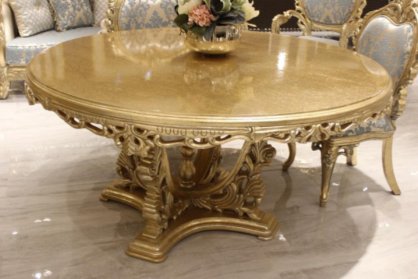 Luxus Esstisch Rund Design Tisch klassische Esszimmer Tische Möbel Gold Neu
