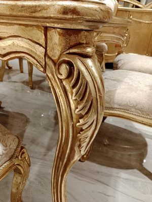 Klassisch Esstisch 200x110cm Gold Luxus Holztisch Ess Küche Neu Design Tische