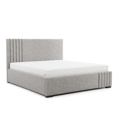 Hellgraue Schlafzimmer Möbel Designer Textilbett 2x Nachttische Bank