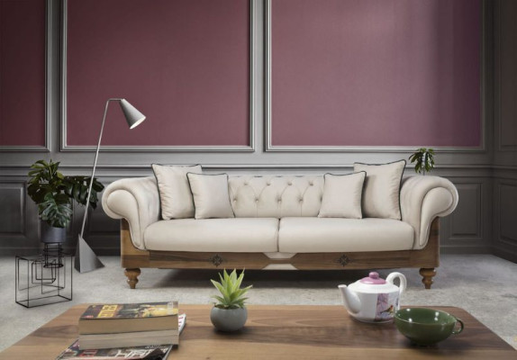 Klassische Sofagarnitur 3-Sitzer + Sessel Chesterfield Designer Möbel