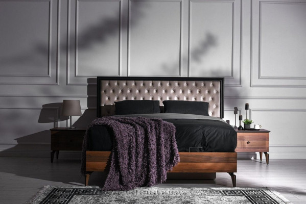 Garnitur Doppelbett Bett Nachttische Braun 3tlg Schlafplatz Klassischе