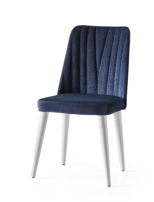 Küchenstuhl Esszimmerstuhl Holzstuhl Stoff Blau Modern Polster Sitzer