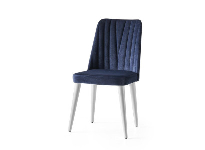 Küchenstuhl Esszimmerstuhl Holzstuhl Stoff Blau Modern Polster Sitzer