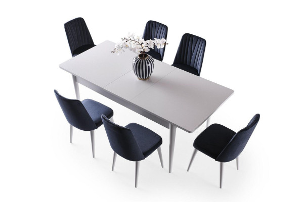 Essgruppe Esszimmer Essecke Esstisch Stühle Holz 7tlg RTV Tisch Weiß