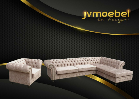 Ecksofa Sofa Couch Polster Chesterfield Design Luxus Möbel Garnitur