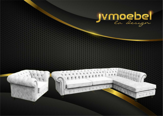 Ecksofa Sofa Couch Polster Chesterfield Design Luxus Möbel Garnitur