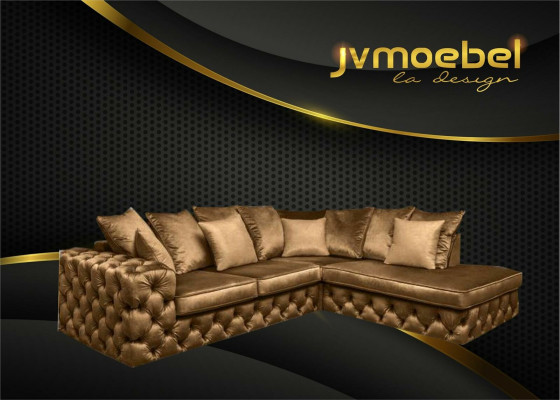 Wohnlandschaft L-Form Ecksofa Couch Polster Textil Garnitur Sofa Chesterfield