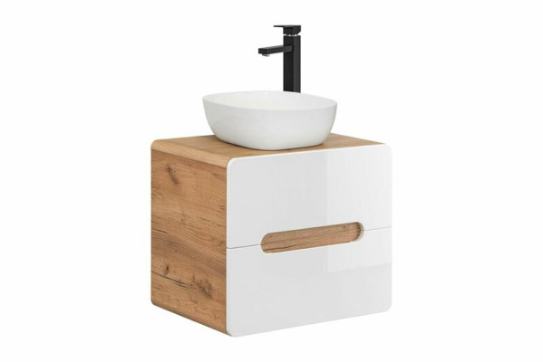Waschtisch Badezimmer Waschbecken mit Aufsatz Becken 60cm Unterschrank Hochglanz