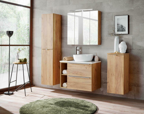Design Badezimmer Möbel Bad 5 tlg. Set Garnitur Schrank Deko Waschbecken