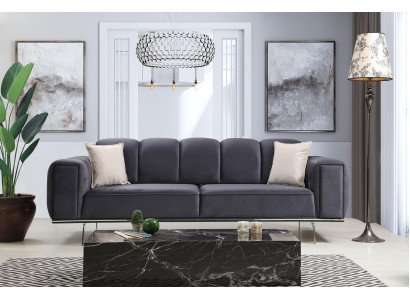 Moderne Dreisitzer Couch Stoffsofa Polstersofa Grau Sofa Stoff 3 Sitz