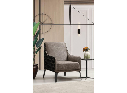 Sessel Ohrensessel Stoffsessel Einsitzer Stoff Grau Polster Möbel