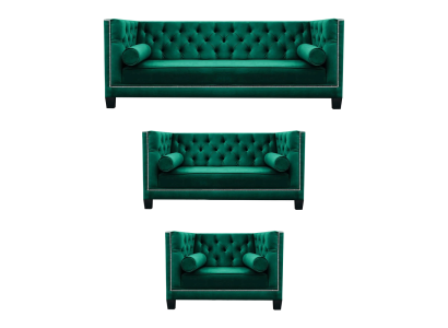Luxus Grün Chesterfield Design Garnitur 3tlg Sofas Couch Wohnzimmer 3+2+1