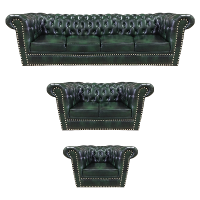 Luxus Ledersofa Komplett Sofagarnitur 3tlg Chesterfield Wohnzimmer Sessel 4+2+1