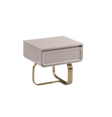 Beiger Nachttisch Schlafzimmer Beistelltisch Edelstahl Holztisch Modern