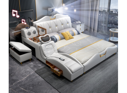 Multifunktions Bett Luxus Design Betten Doppel Regal 180x200cm Neu