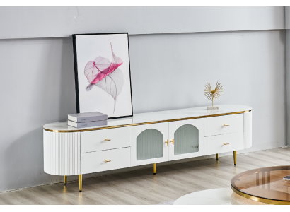 Ovaler Fernseh Ständer rtv Lowboard tv Sideboard Wohnzimmer Holz Möbel