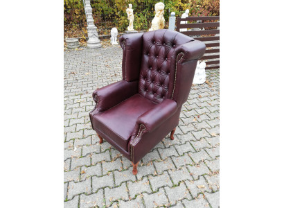 Sessel Ohrensessel Chestefield Stuhl Sitz Polster Couch Lounge Echtes Leder Neu!