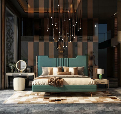 Modernes Designer Holz Bett Edles Möbel Doppel Betten Neu Schlafzimmer Polster