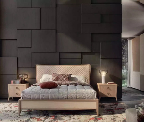 Schlafzimmer Set Bett 2x Nachttische Design Luxus neu 3tlg Modern Holz