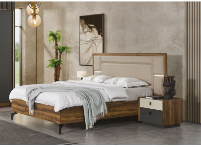 Schlafzimmer Set Bett Nachttisch 3 tlg Design Möbel Betten Luxus Komplett